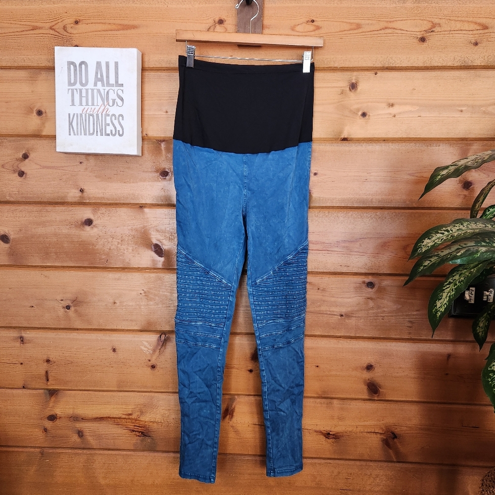 Preggo Leggings Blue Moto Stretch Pants Skinny‎ Denim Maternity Jeans Sz M X 29"